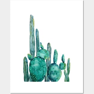 green cactus jungle  watercolor paining Posters and Art